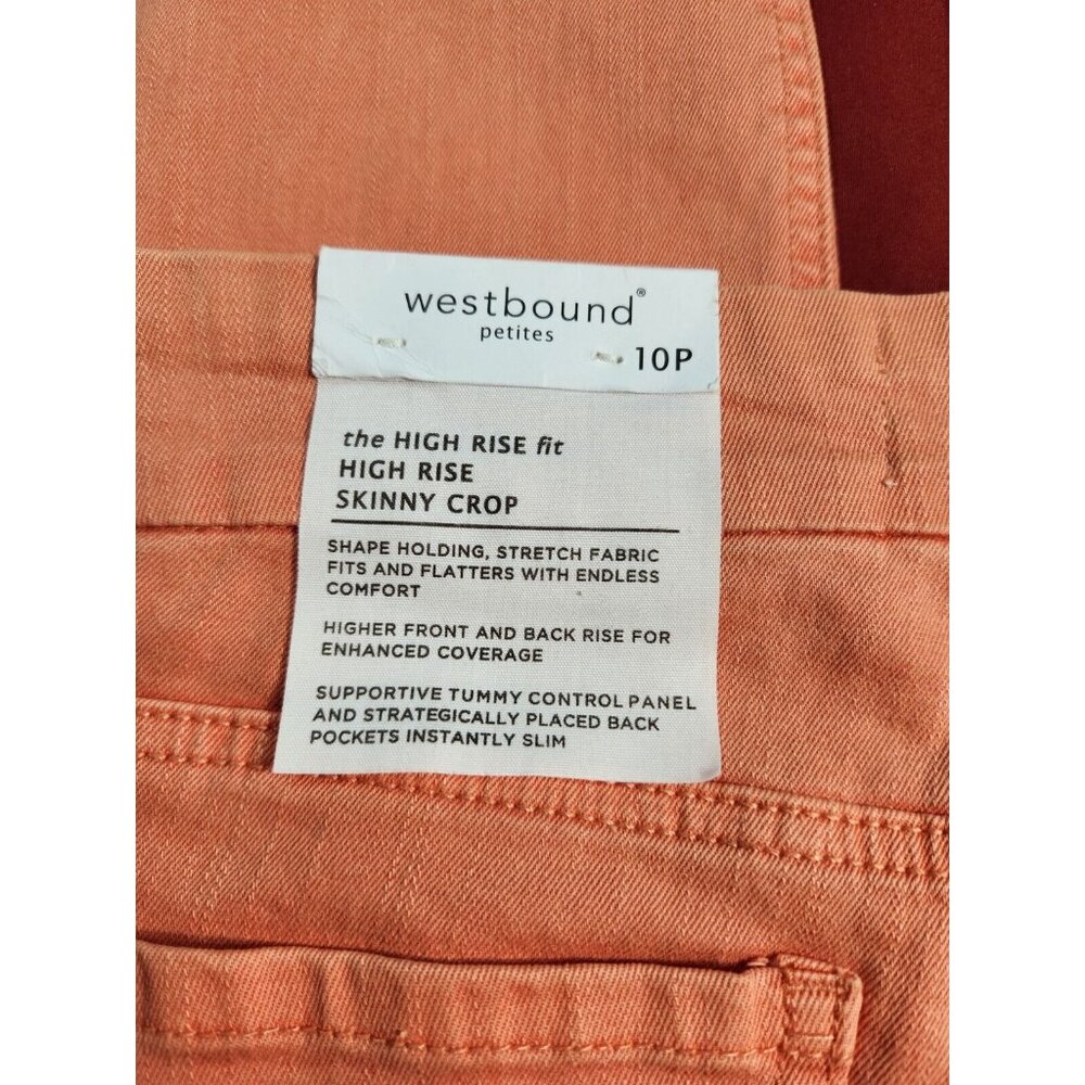 Westbound Womens Size 10 P orange  High-Rise skinny crop pull on jeans --18 - Picture 10 of 11